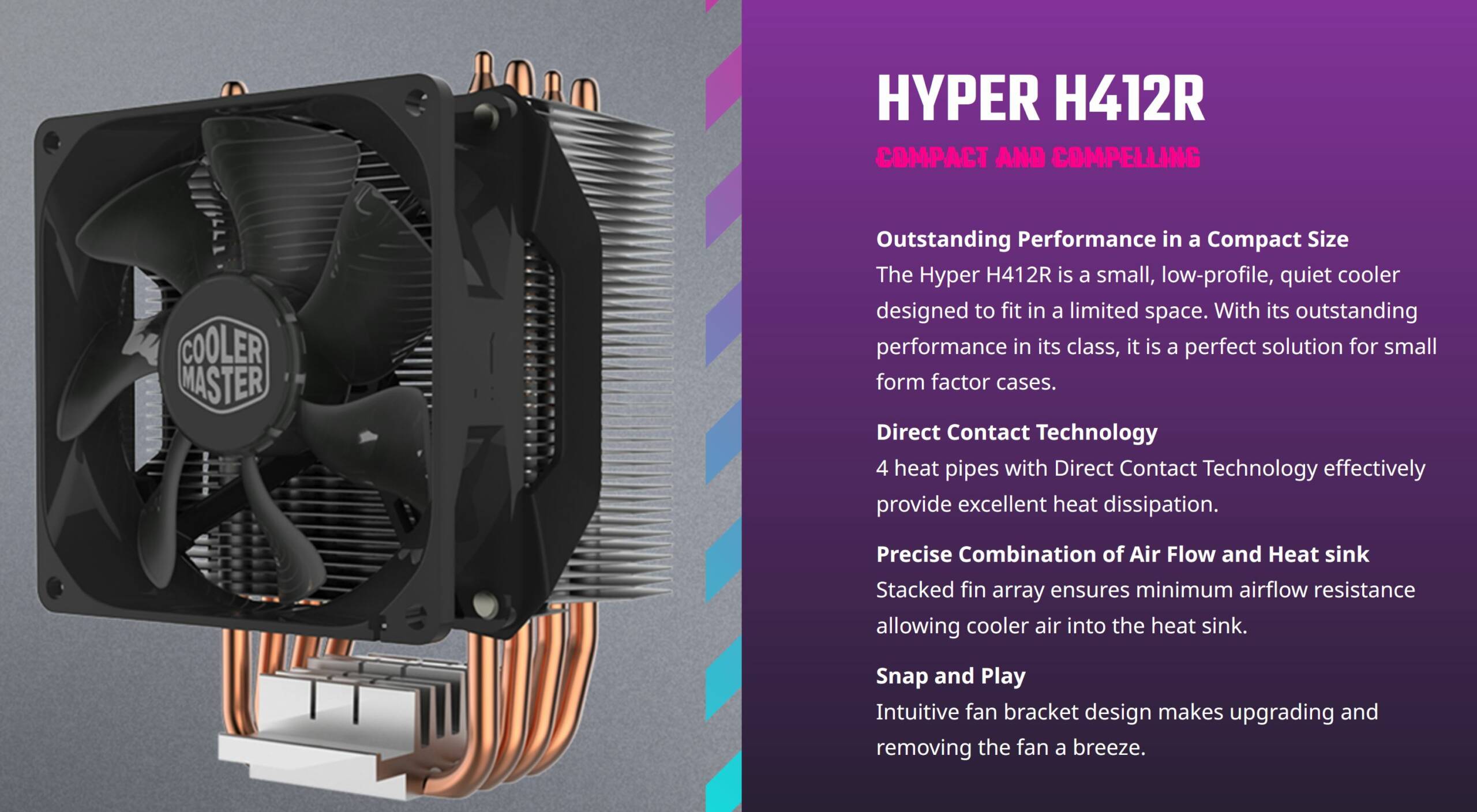 Hyper H412R, 92mm PWM Fan, 4 Heat Pipes Design With Direct Contac...